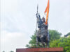 वीर शिरोमणि महाराणा प्रताप की प्रतिमा पर स्थापित किया भगवा ध्वज, जीर्णोद्धार के लिए निगम को पत्र लिखने की तैयारी
